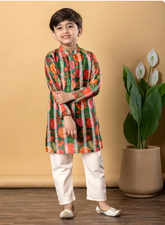 Festive Mosaic Sibling Twinning Set Vibrant Kurta & Sharara Combo